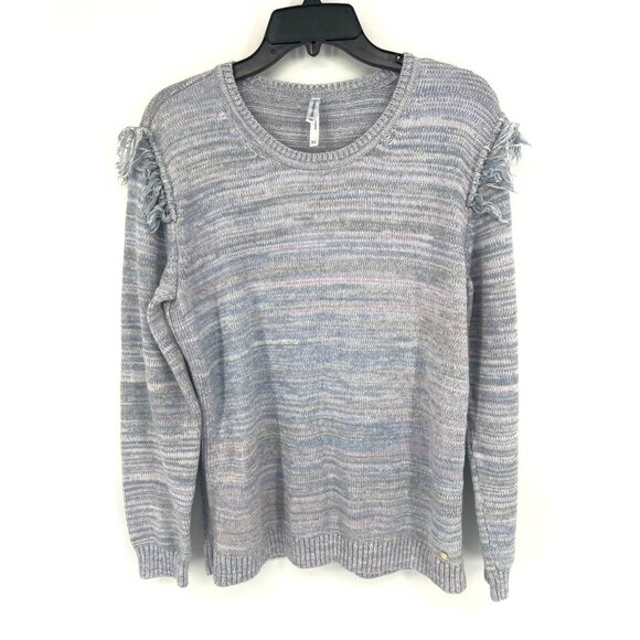 Simply Southern Womens Cashmere Blend Pullover Fringe Sweater Size XL Blue - Picture 1 of 6